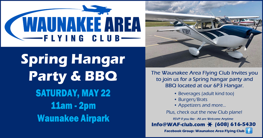 Invitation - Waunakee Area Flying Club - Hangar BBQ - Sat May 22